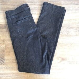 NYDJ Women’s Black Skinny Floral Tone on Tone Whimsigoth Jeans, Size 2